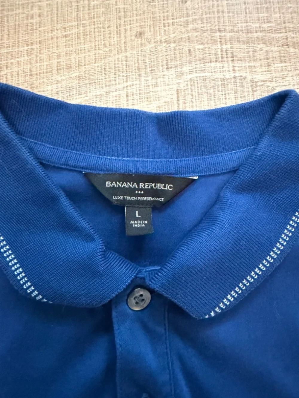 Banana Republic Luxe Touch Performance Royal Blue Polo Shirt Contrast Trim Large